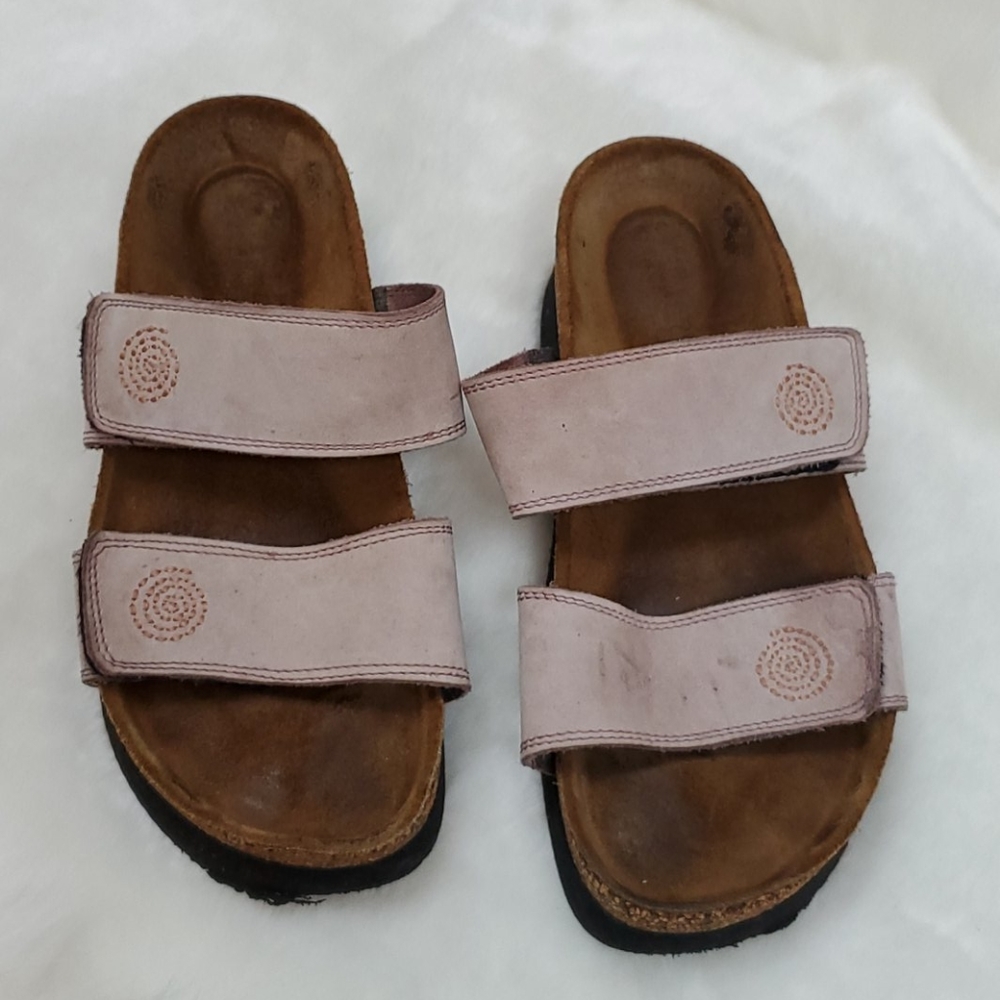 Naot Pink Double-Strap Leather Sandals